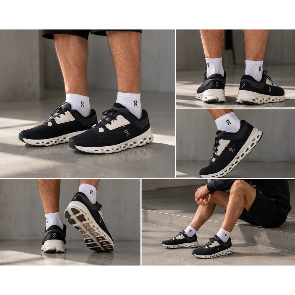 On Running Cloudstratus Mens Running Shoes Black White 3MD30111197 US 9